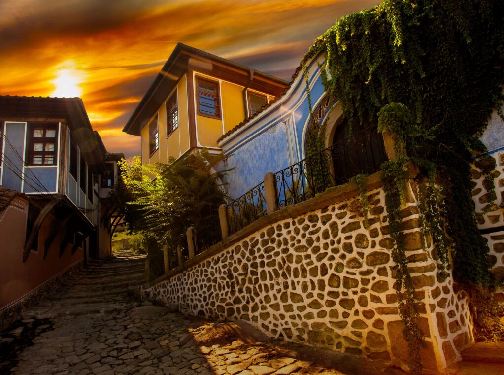 the old town of Plovdiv in the summer
