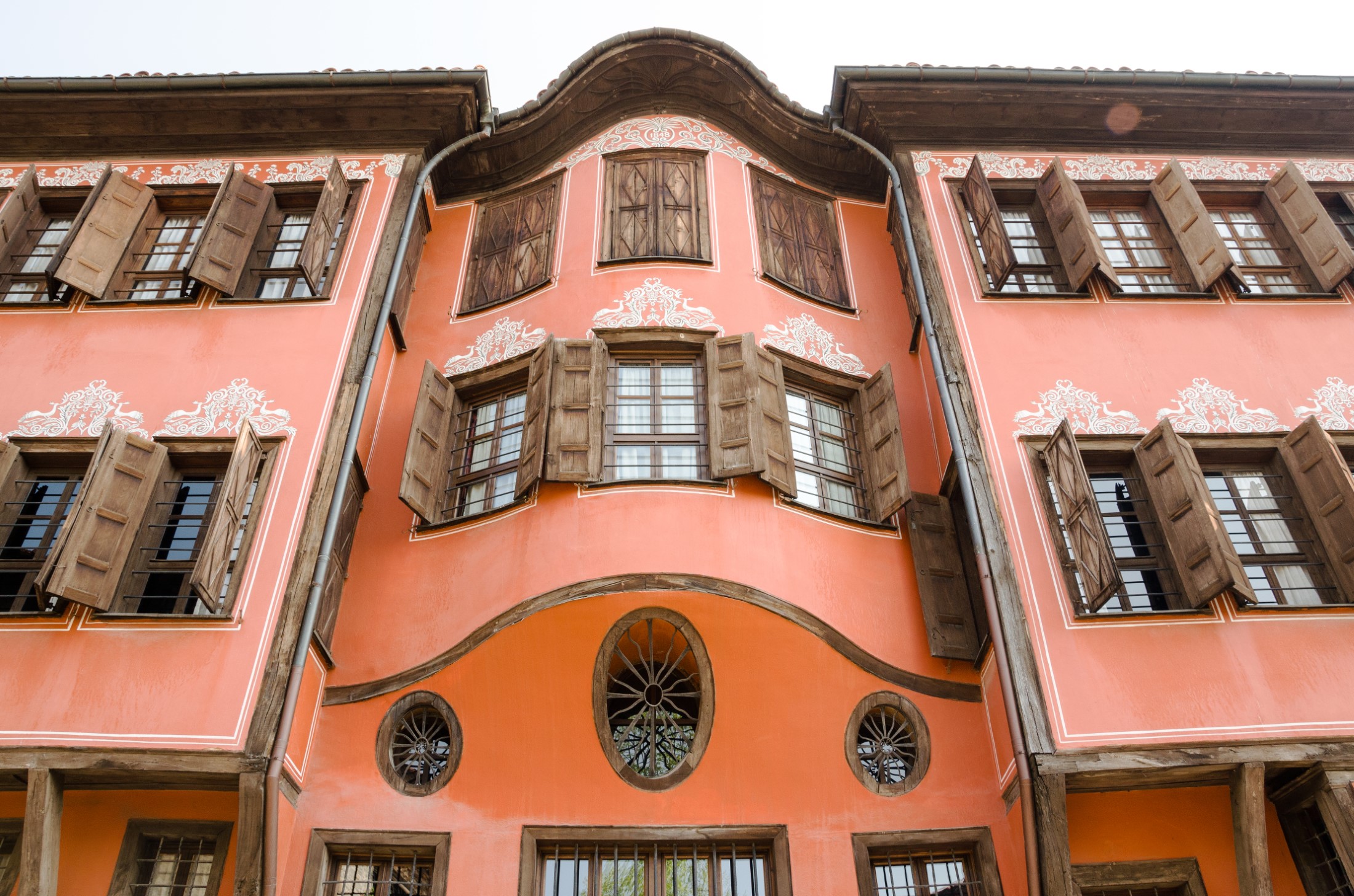 Typical architecture in Plovdiv, Bulgaria. Plovdiv is the Europe's Oldest Inhabited City. The Ancient Plovdiv is a part of UNESCO's World Heritage, it is a public place and is not subject to copyright
