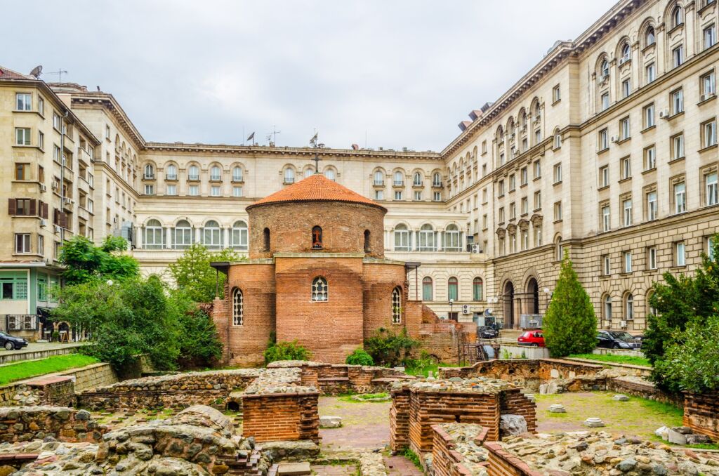 View of the sain george rotunda in Sofia, Bulgaria.