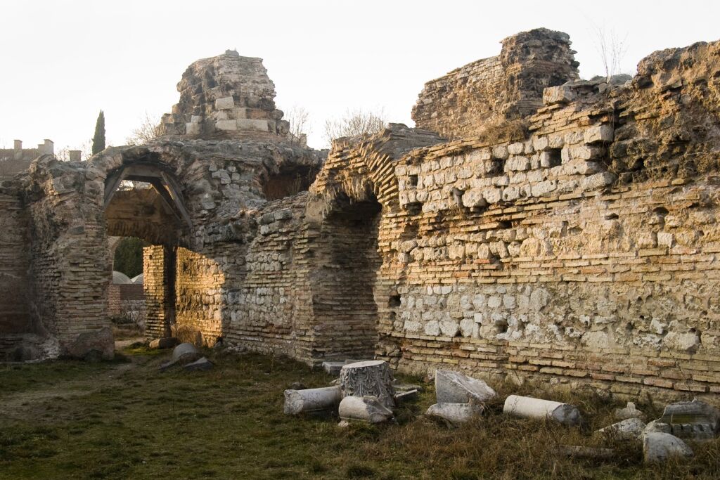Ruined walls of the Roman Baths of Odessos, Varna, Bulgaria