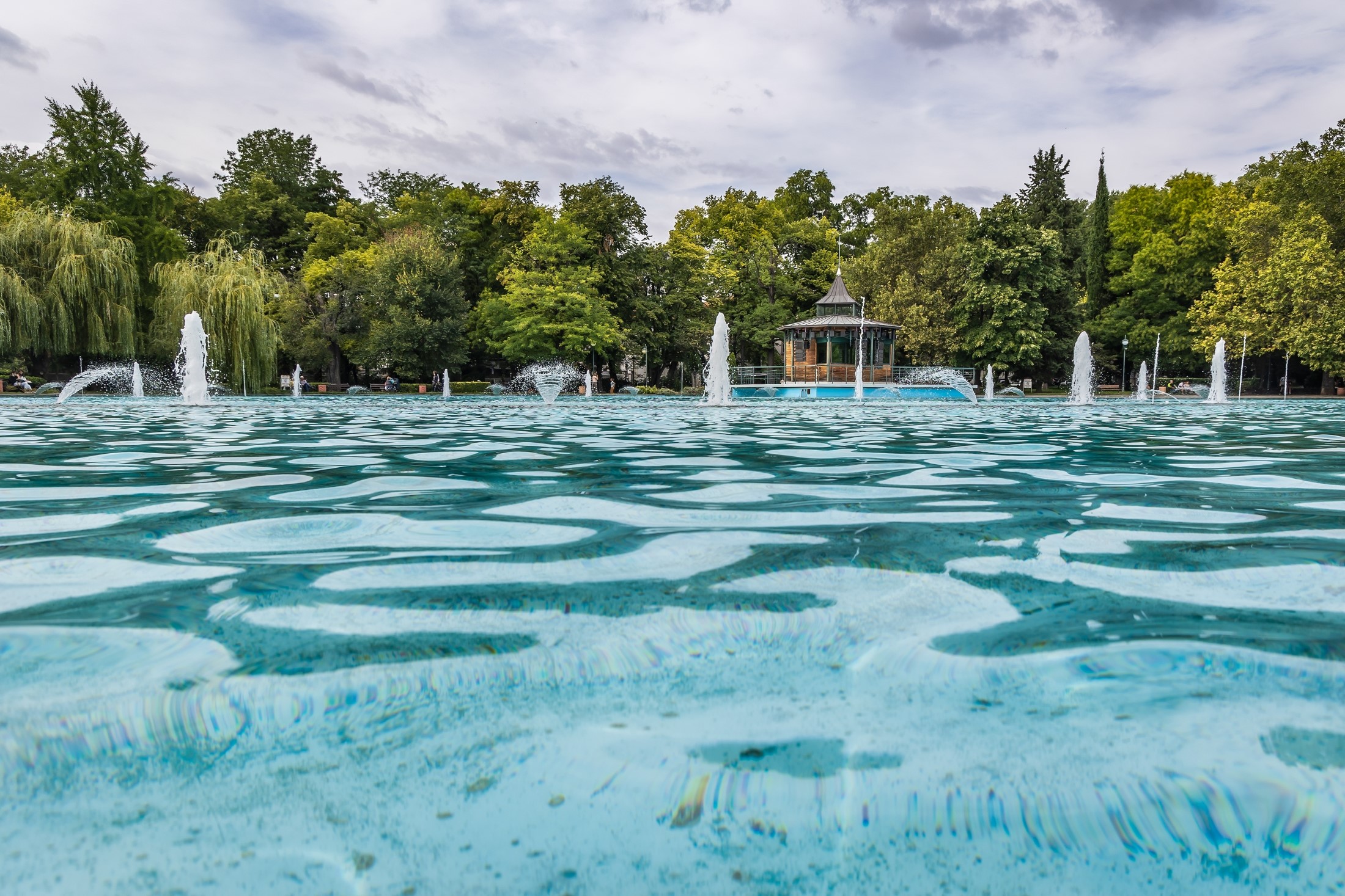Singing fountains in Tsar Simeon park, Plovdiv city in Bulgaria